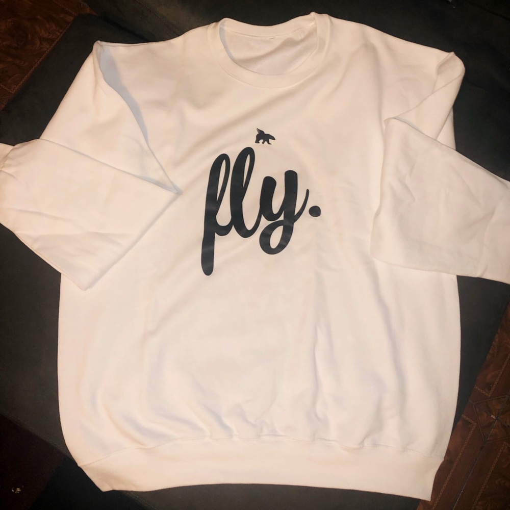 New Fly. White Sweatshirt- Size Large